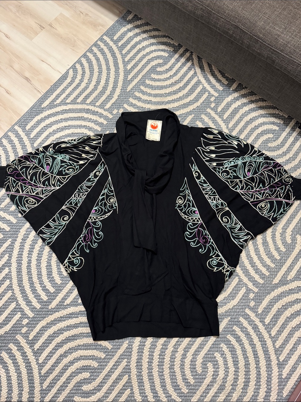 Vintage 80s–90s Phoenix Bali Rayon Dolman Mini Dress Tunic
